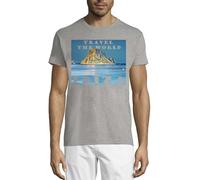 Travel The World I b i z a Crew Neck Cotton T-Shirt Homme Gris, gris, XS