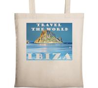 Travel The World Ibiza Sac fourre-tout en coton naturel écologique Beige, beige, Taille unique