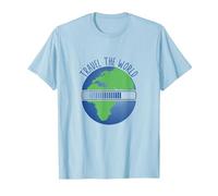 Travel The World Loading. Globe-Trotteurs et Amateurs de Voyage T-Shirt, Homme, Bleu Céleste, L