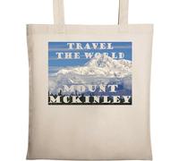 Travel The World Mount McKinley, Alaska Sac fourre-tout en coton écologique naturel Beige, beige, Taille unique