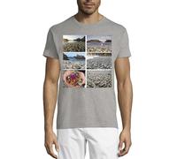 Travel The World Sea Glass Beach California Crew Neck Cotton T-Shirt Homme Gris, gris, M