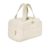 Travel Toiletry Bag, Lightweight Cosmetic Organizer with Large Opening, 10,43 x 7,09 x 8,27 inches Spacious Travel Pouch for Women Toiletries, Makeup, Shampooing and Necessity, Crème colorée,