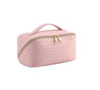 Travel Toiletry Bag,Pink PU Leather Cosmetic Bag, Large Capacity Roomy Travel Cosmetic Bag, Makeup Organizer Beauty Bag, Portable& Multifunctional Storage Travel Toiletry Bag for Women, Fashionable