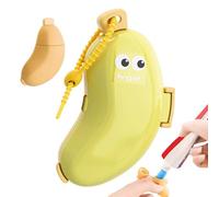 Travel Toothbrush Case, Banana Shaped Silicone Cover, 2×4.3cm Toothpaste Dispenser Holder for Sink Vanity Shower Restroom Bathroom Accessory Personal Care Tool Organizer for Hygiene Kits Storage