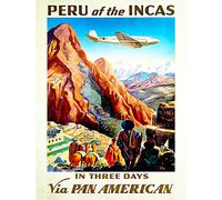 Travel Tourism Peru South America Plane Mountain Inca Ruin MACCHU Picchu 30X40 cms Fine Art Print Art Poster by Wee Blue Coo Prints Voyage Pérou SUD Amérique Avion Montagne Impression d'art Affiche