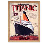 Travel Transport Titanic Liner Disaster Queen Ocean Wall Art Print Mur Encadré Décor 30 x 41 cm