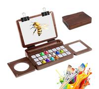 Travel Watercolor Palette, 24 Grids Wooden Painting Storage Case, Foldable Palette Box, for Home, Studio, Field Sketching, Art Exhibitions, Holiday Crafts, Learning Activities, Travel