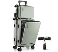 TRAVELARIM Bagage à Main de 55,9 cm x 35,6 x 22,9 cm, approuvé par Les compagnies aériennes, Petite Valise à Main à Coque Rigide avec roulettes, Bagage à Main Noir Durable avec Trousse à cosmétiques