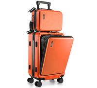 TRAVELARIM Valise à Coque Rigide Durable avec roulettes rotatives, Ensemble de Transport léger, Trousse de Maquillage - Petite Valise de 50,8 cm, Orange, 55.8 cm, Bagages