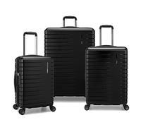 Traveler's Choice Archer Polycarbonate Hardside Spinner Luggage Set,Tie Down Straps, Black, 3-Piece
