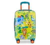 Traveler's Choice Bagage à main JoJo l'Ours Adventure - Valise à coque rigide à roulettes pivotantes de 50,8 cm - Extensible avec poche AirTag - Valise de voyage pour garçons et filles - Jungle