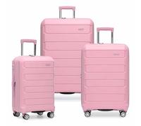 Traveler's Choice Carreaux - Taille M (66 cm), Rose, 3 Piece Set, Pagosa Valise Rigide et Extensible à roulettes pivotantes indestructibles