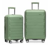 Traveler's Choice Carreaux - Taille M (66 cm), Vert, 2 Piece Set, Pagosa Valise Rigide et Extensible à roulettes pivotantes indestructibles