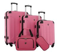 Travelers Club Bagage Spinner Extensible Chicago Rigide, Rose Vif, Set 5 Pièces