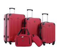 Travelers Club Bagage Spinner Extensible Chicago Rigide, Rouge, Set 5 Pièces