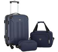 Travelers Club Chicago Bagage Rigide Extensible à roulettes pivotantes, Bleu Marine, Lot de 3 valises