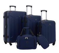 Travelers Club Chicago Bagage Rigide Extensible à roulettes pivotantes, Bleu Marine, Lot de 5 valises