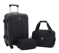 Travelers Club Chicago Bagage Rigide Extensible à roulettes pivotantes, Noir, Lot de 3 valises