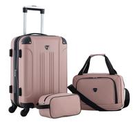 Travelers Club Chicago Bagage Rigide Extensible à roulettes pivotantes, Rose doré, Lot de 3 valises