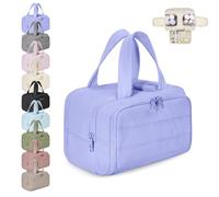 Travelfree Toiletry Bag, Large Capacity Wide-Open Travel Cosmetic Bag, Waterproof Wet/Dry Separation (Light Purple)
