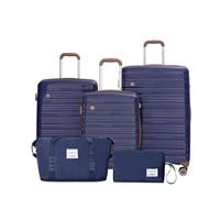 Travelhouse Ascona Lot de 5 valises à roulettes en polycarbonate et ABS rigide avec sac de voyage et trousse de toilette, Bleu marine/bleu, S, ML, L, Ensemble de valises