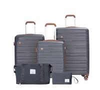 Travelhouse Ascona Lot de 5 valises à roulettes en polycarbonate et ABS rigide avec sac de voyage et trousse de toilette, gris, S, ML, L, Ensemble de valises