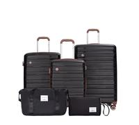 Travelhouse Ascona Lot de 5 valises à roulettes en polycarbonate et ABS rigide avec sac de voyage et trousse de toilette, Noir , Mittel bis groß, Ensemble de valises