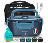 TRAVELISIMO Gamelle Chauffante 80W Lunch Box Chauffante 1,5L Marmite Electrique 3 en 1 220V 24V 12V, Boite Chauffante Repas, Gamelle Chauffante Allume Cigare, Réchauffe Plat Electrique, Boîtes-Repas