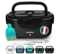 TRAVELISIMO Gamelle Chauffante 80W Lunch Box Chauffante 1,5L Chauffe Plat Electrique 3 en 1 220V 24V 12V, Marmite Electrique, Acier Inoxydable, Chauffe plat Voiture pour Voyage et Bureau