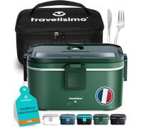 TRAVELISIMO Gamelle Chauffante 80W Lunch Box Chauffante Electrique 1,8L Boite Repas Isotherme 220V 24V 12V Boite Chauffante Repas