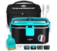 TRAVELISIMO XL Gamelle Chauffante Grande Capacité 1,8L Lunch Box Chauffante 100W Chauffe Repas 3 en 1 220V 24V 12V, chauffe Plat voiture, Gamelle Chauffante Allume Cigare, Acier Inoxydable