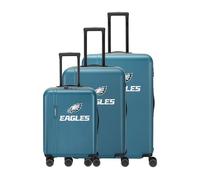 travelite NFL Set de Valises Rigides Philadelphia Eagles, 3 pièces S/M/L, 36/80/103 L, Coque Rigide ABS, Set de valises avec Serrure TSA, 4 Doubles roulettes et Soufflet d'extension Taille M