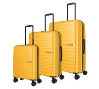 Travelite Trient Valise à roulettes rigides avec 4 roulettes Taille L/M/S, Jaune, Trolley Set L/M/S, Lot de 4 valises rigides à Coque Rigide