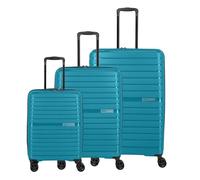 Travelite TRIENT Lot de 3 valises à 4 Roues - Tailles L/M/S - Bagages à Coque Rigide avec Serrure à Combinaison TSA (Bagage à Main sans TSA), pétrole, Trolley Set L/M/S, Lot de 4 valises rigides à