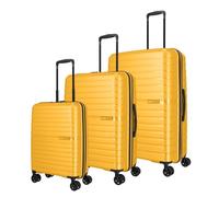 Travelite Trient Valise à roulettes rigides avec 4 roulettes Taille L/M/S, Jaune, Trolley Set L/M/S, Lot de 4 valises rigides à Coque Rigide