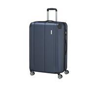 travelite Valise 4 roulettes L avec Serrure TSA + pli d'extension, série de Bagages City : Trolley Robuste à Coque Dure avec Surface Anti-Rayures, 77 cm, 113 litres (Extensible à 124 L), Bleu