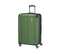 travelite Valise 4 roulettes L avec Serrure TSA + pli d'extension, série de Bagages City : Trolley Robuste à Coque Dure avec Surface Anti-Rayures, 77 cm, 113 litres (Extensible à 124 L), Vert