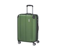 travelite Valise 4 roulettes M avec Serrure TSA + pli d'extension, série de Bagages City : Trolley Robuste à Coque Dure avec Surface Anti-Rayures, 68 cm, 78 litres (Extensible à 86 litres), Vert