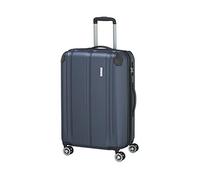 travelite Valise 4 roulettes M avec Serrure TSA + pli d'extension, série de Bagages City : Trolley Robuste à Coque Dure avec Surface Anti-Rayures, 68 cm, 78 litres (Extensible à 86 litres), Bleu