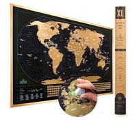 Travelization Carte du monde à gratter XL avec drapeaux - 91,4 x 61 cm - Facile à encadrer - Carte du monde à gratter