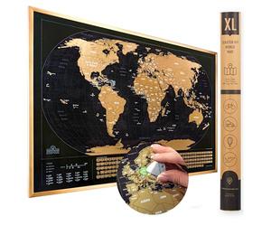 Travelization Carte du monde à gratter XL avec drapeaux - 91,4 x 61 cm - Facile à encadrer - Carte du monde à gratter