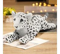 TRAVELKNOT Peluche Léopard des Neiges 60cm Réaliste Blanche Léopard Peluche Jouet en Peluche Animaux Géant Cadeau Noel pour Enfants Garçons Fille Anniversaire Decor
