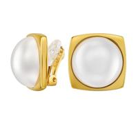 Traveller Boucles d'oreilles à clip - Pour femme - Plaqué or 22 carats - Demi-perle - Diamètre 16 mm - Blanc - 18 x 18 mm - 114354