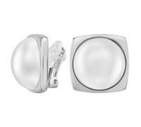 Traveller Boucles d'oreilles à clips - Femme - Argent - Demi-perle - Ø 16 mm - Blanc - Platiné - 18 x 18 mm - 114355