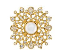 Traveller Broche pour femme - Plaqué or 22 carats - Demi-perle - 10 mm - Blanc - Cristaux - 33 mm - 157846