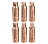Traveller's Lot de 6 bouteilles d'eau en cuivre martelé pour les bienfaits ayurvédiques pour la santé | Sans joint et anti-fuite 900 ml