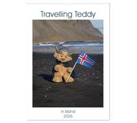 Travelling Teddy in Island (Wandkalender 2026 DIN A2 hoch), CALVENDO Monatskalender: Der Travelling Teddy auf seiner großartigen Tour durch Island