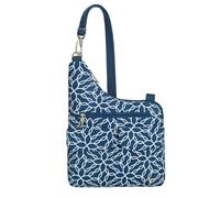 Travelon Sac bandoulière antivol à deux poches, Fleur tissée, One Size, Sac à bandoulière antivol, deux poches