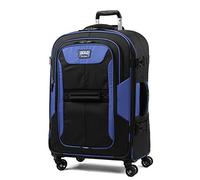 Travelpro Bold Valise à Bagages Extensible 66 cm, légère, Robuste, Bleu/Noir, Checked-Medium 26-inch, Bold - Bagage Extensible Souple avec roulettes pivotantes