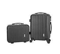 Travel's | Set de 2 Bagages Cabine Assortis Bari | Lot de Bagages avec 1 Valise 4 Roues et 1 Valise underseat pour Vols Low Cost | Coloris Noir